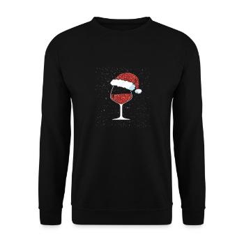 Wine Lovers Noël Chapeau de Noël Tenue Noël - Sweat-shirt Unisexe - noir - Devant - Alina (178cm) & Michal (187cm)