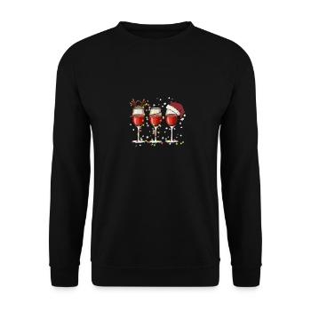 Wine Lovers Noël Chapeau de Noël Tenue Noël - Sweat-shirt Unisexe - noir - Devant - Alina (178cm) & Michal (187cm)