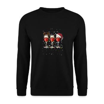 Wine Lovers Noël Chapeau de Noël Tenue Noël - Sweat-shirt Unisexe - noir - Devant - Alina (178cm) & Michal (187cm)