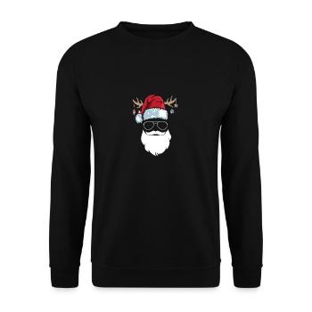 Père Noël Bonnet Lunettes de soleil Bart Santa - Sweat-shirt Unisexe - noir - Devant - Alina (178cm) & Michal (187cm)