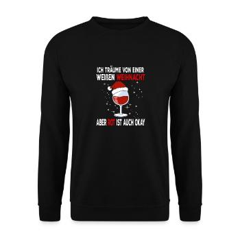 Ich Träume von einer Weißen Weihnacht aber Rot ist - Unisex Pullover - Schwarz - Vorne - Alina (178cm) & Michal (187cm)