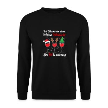 Ich Träume von einer Weißen Weihnacht aber Rot ist - Unisex Pullover - Schwarz - Vorne - Alina (178cm) & Michal (187cm)