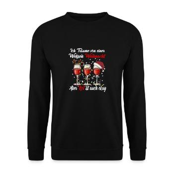 Ich Träume von einer Weißen Weihnacht aber Rot ist - Unisex Pullover - Schwarz - Vorne - Alina (178cm) & Michal (187cm)