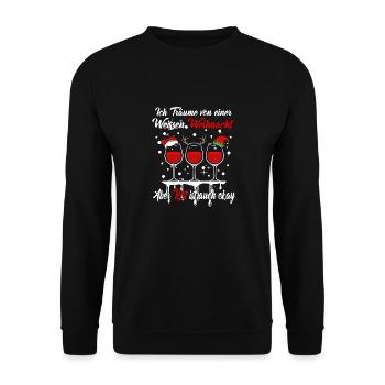 Ich Träume von einer Weißen Weihnacht aber Rot ist - Unisex Pullover - Schwarz - Vorne - Alina (178cm) & Michal (187cm)