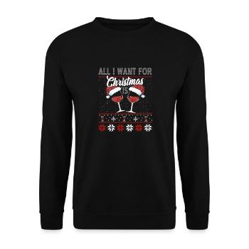 All I fallow for Christmas is WINE - Unisex Sweatshirt - black - Front - Alina (178cm) & Michal (187cm)
