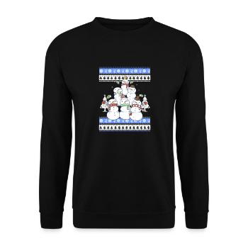 Snowman Christmas Tree - Unisex Pullover - Schwarz - Vorne - Alina (178cm) & Michal (187cm)