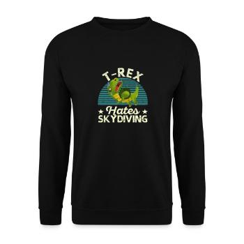 T-Rex hates skydiving Funny parachute - Unisex Sweatshirt - black - Front - Alina (178cm) & Michal (187cm)