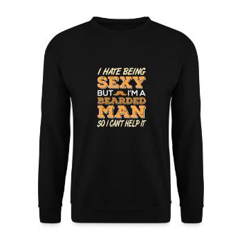 I Hate Being Sexy But I'm A Bearded Man Retro - Unisex Sweatshirt - black - Front - Alina (178cm) & Michal (187cm)