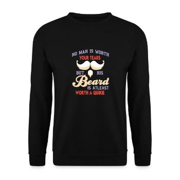 No Man Is Worth Your Tears But His BEARD Funny - Unisex Sweatshirt - black - Front - Alina (178cm) & Michal (187cm)