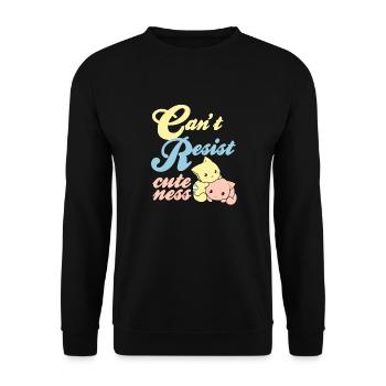 Can't Resist Cuteness Cute Retro Cat Kitten Lover - Unisex Pullover - Schwarz - Vorne - Alina (178cm) & Michal (187cm)