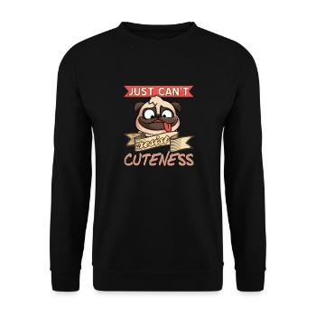 Just Can't Resist Cuteness Retro Pug Dog Lover - Unisex Pullover - Schwarz - Vorne - Alina (178cm) & Michal (187cm)