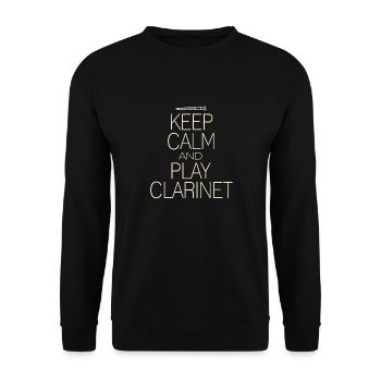 Keep Clam & Play Clarinet Retro Music Lover - Unisex Sweatshirt - black - Front - Alina (178cm) & Michal (187cm)