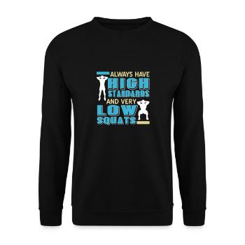 Toujours avoir des normes élevées et des squats très bas rétro - Sweat-shirt Unisexe - noir - Devant - Alina (178cm) & Michal (187cm)