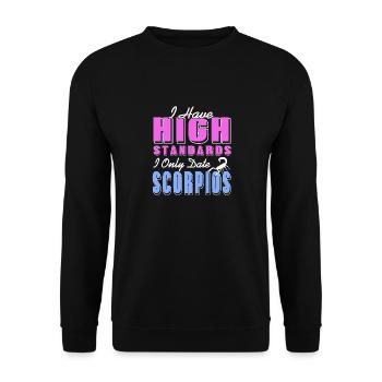 J’ai des normes élevées Je ne sors que des Scorpions drôles - Sweat-shirt Unisexe - noir - Devant - Alina (178cm) & Michal (187cm)