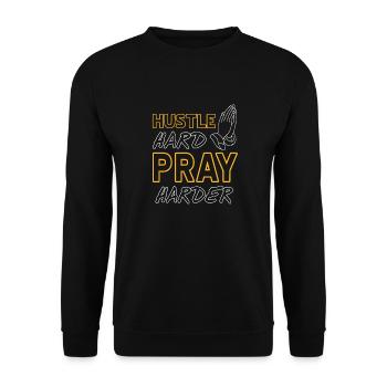 Hustle Hard Pray Harder Retro Line Art Designs - Unisex Sweatshirt - black - Front - Alina (178cm) & Michal (187cm)