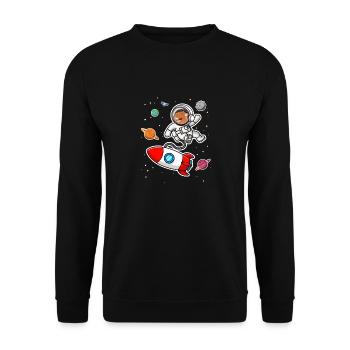 capybara astronaut in space Funny Rodent Lover Pun - Unisex Sweatshirt - black - Front - Alina (178cm) & Michal (187cm)