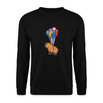 Capybara Giant Cavy Rodent With Balloons Capybara - Unisex Sweatshirt - black - Front - Alina (178cm) & Michal (187cm)