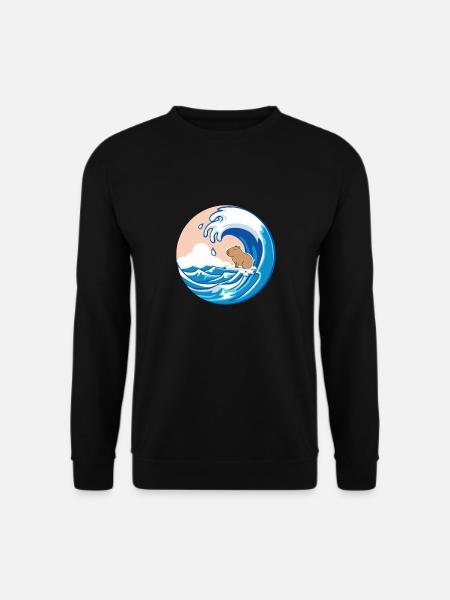 Wave Capybara Surfing Rodent Funny Animal Lover - Unisex Sweatshirt - black