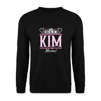 Kim Geschenkidee Geschenk Geburtstag - Unisex Pullover - Schwarz - Vorne - Alina (178cm) & Michal (187cm)