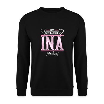 Ina Geschenkidee Geschenk Geburtstag - Unisex Pullover - Schwarz - Vorne - Alina (178cm) & Michal (187cm)