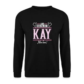 Kay Geschenkidee Geschenk Geburtstag - Unisex Pullover - Schwarz - Vorne - Alina (178cm) & Michal (187cm)