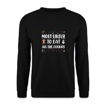 Most Likely To Eat All The Cookies Holiday Humor - Unisex Sweatshirt - black - Front - Alina (178cm) & Michal (187cm)