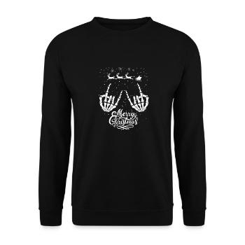 Rock On Rock Star Christmas Skeleton Hands Santa - Unisex Sweatshirt - black - Front - Alina (178cm) & Michal (187cm)