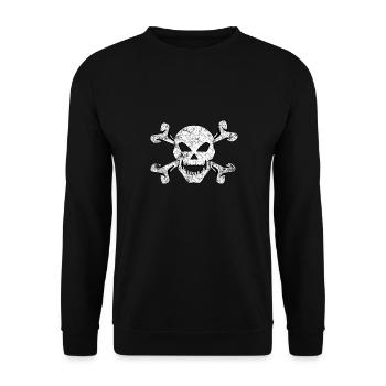 Textured Skull And Crossbones - Unisex Sweatshirt - black - Front - Alina (178cm) & Michal (187cm)