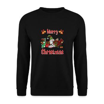 Weihnachtsgnom Wichtel Freude Gnom Frohe Weihnacht - Unisex Pullover - Schwarz - Vorne - Alina (178cm) & Michal (187cm)