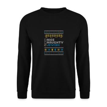 Beau Juif coquin, Pull juif de Hanoukka - Sweat-shirt Unisexe - noir - Devant - Alina (178cm) & Michal (187cm)