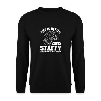 American Staffordshire Bull Terrier Staffy Dog - Unisex Sweatshirt - black - Front - Alina (178cm) & Michal (187cm)