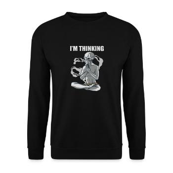 Ich Denke Alien Yoga Meditation Zitat Geschenk - Unisex Pullover - Schwarz - Vorne - Alina (178cm) & Michal (187cm)