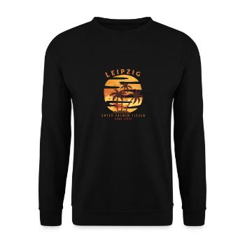 Leipzig Holiday Travel Souvenir Palms - Unisex Sweatshirt - black - Front - Alina (178cm) & Michal (187cm)