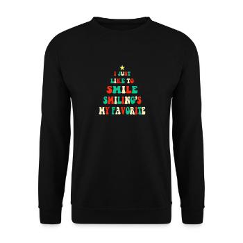 Smilings my Favorite Funny Christmas Pajama - Unisex Sweatshirt - black - Front - Alina (178cm) & Michal (187cm)