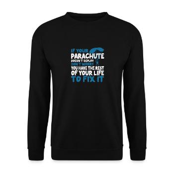 Lustiger Fallschirmspringer Fallschirmspringer - Unisex Pullover - Schwarz - Vorne - Alina (178cm) & Michal (187cm)