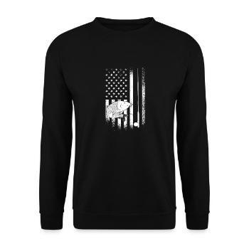 Fischen-Fischer-USA-Flaggen-patriotischer - Unisex Pullover - Schwarz - Vorne - Alina (178cm) & Michal (187cm)