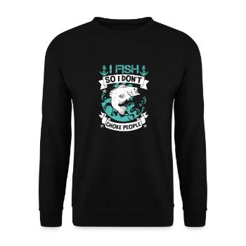 Je pêche pour ne pas étouffer les gens - Sweat-shirt Unisexe - noir - Devant - Alina (178cm) & Michal (187cm)