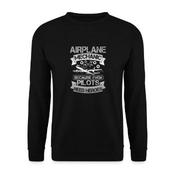 Flugzeugpilot Des Flugzeugmechanikers - Unisex Pullover - Schwarz - Vorne - Alina (178cm) & Michal (187cm)
