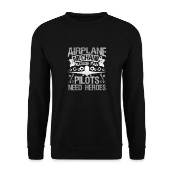 Flugzeugpilot Des Flugzeugmechanikers - Unisex Pullover - Schwarz - Vorne - Alina (178cm) & Michal (187cm)