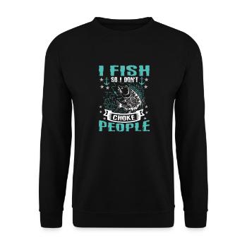 Ich Fische, Damit Ich Keine Lustigen - Unisex Pullover - Schwarz - Vorne - Alina (178cm) & Michal (187cm)