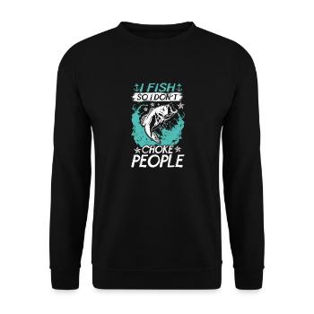Je pêche pour ne pas étouffer les gens - Sweat-shirt Unisexe - noir - Devant - Alina (178cm) & Michal (187cm)