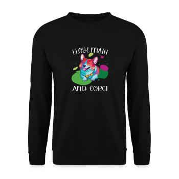 Ich Liebe Mathematik Und Corgi Fluffy Dog Breed - Unisex Pullover - Schwarz - Vorne - Alina (178cm) & Michal (187cm)