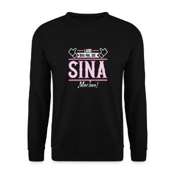 Sina Geschenkidee Geschenk Geburtstag - Unisex Pullover - Schwarz - Vorne - Alina (178cm) & Michal (187cm)