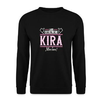 Kira Geschenkidee Geschenk Geburtstag - Unisex Pullover - Schwarz - Vorne - Alina (178cm) & Michal (187cm)