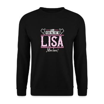 Lisa Geschenkidee Geschenk Geburtstag - Unisex Pullover - Schwarz - Vorne - Alina (178cm) & Michal (187cm)