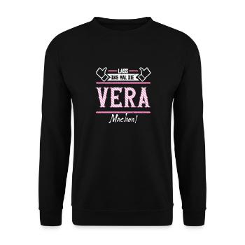 Vera Geschenkidee Geschenk Geburtstag - Unisex Pullover - Schwarz - Vorne - Alina (178cm) & Michal (187cm)
