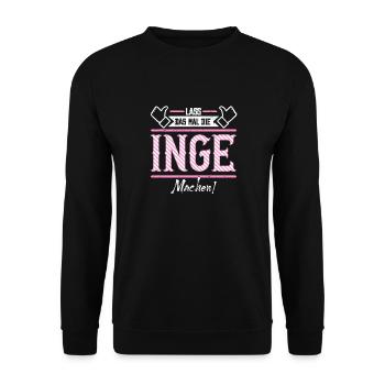 Inge Geschenkidee Geschenk Geburtstag - Unisex Pullover - Schwarz - Vorne - Alina (178cm) & Michal (187cm)
