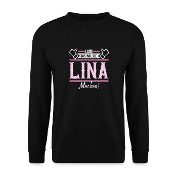 Lina Geschenkidee Geschenk Geburtstag - Unisex Pullover - Schwarz - Vorne - Alina (178cm) & Michal (187cm)