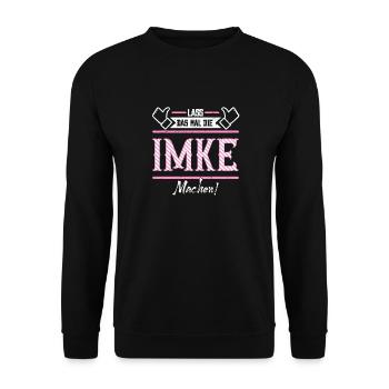Imke Geschenkidee Geschenk Geburtstag - Unisex Pullover - Schwarz - Vorne - Alina (178cm) & Michal (187cm)