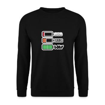 Parents Battery - Unisex Pullover - Schwarz - Vorne - Alina (178cm) & Michal (187cm)